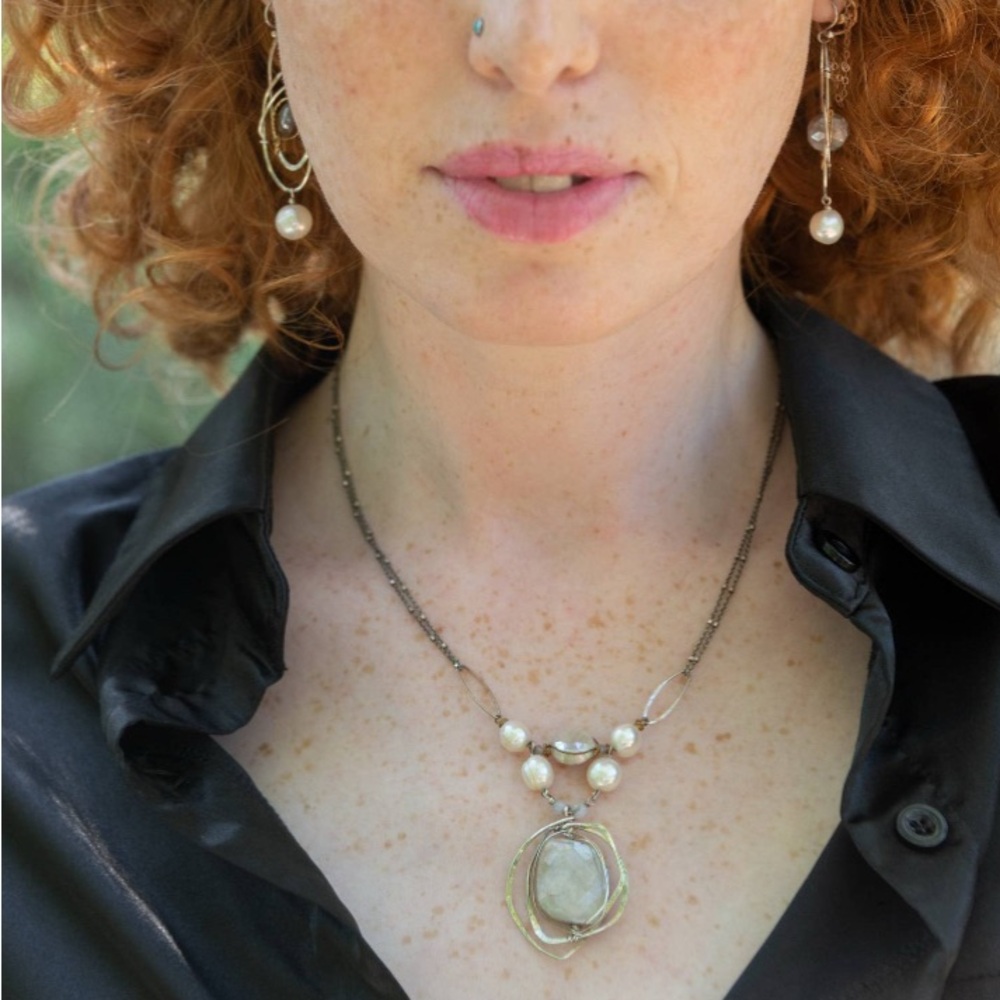 The Big Dipper Necklace-pearl, moonstone